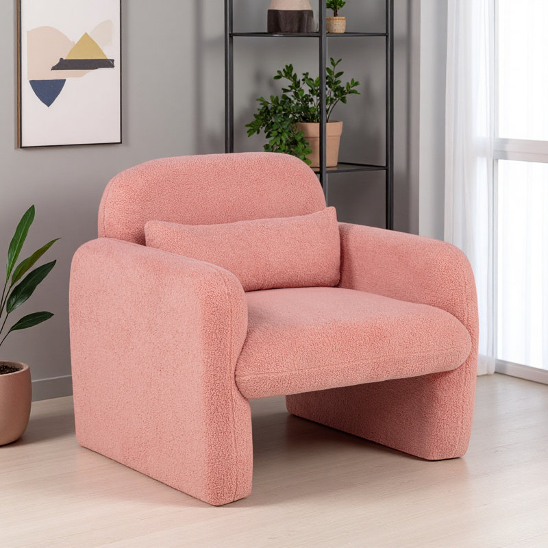 Élégant et minimaliste fauteuil en molleton simple avec accoudoirs et coussin, fauteuil, fauteuil d'appoint pour le salon