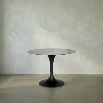 Jman Round Marble Top Metal Base Dining Table