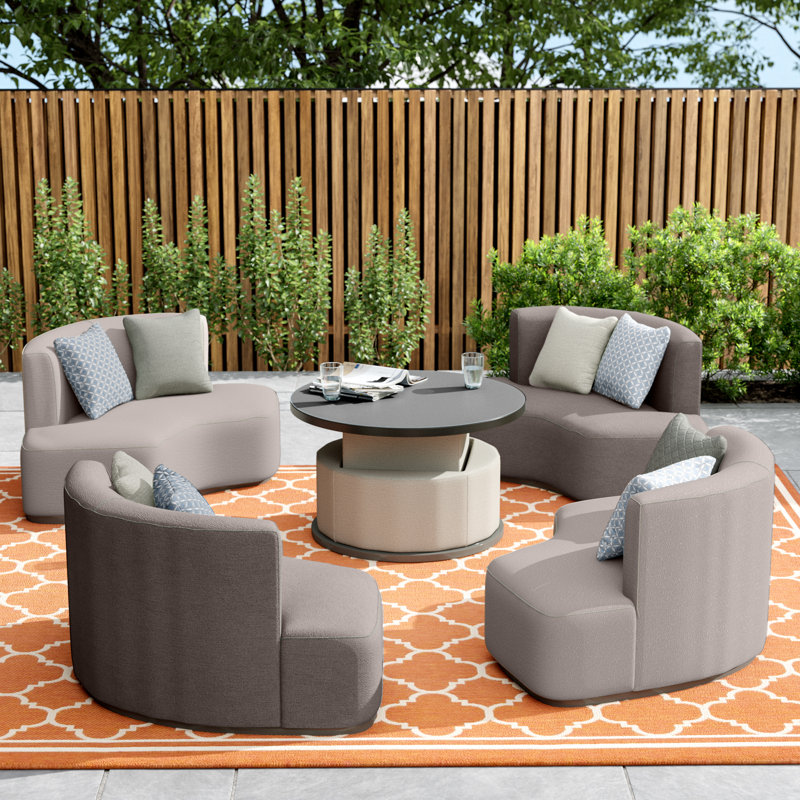 Miamisburg Outdoor Fabric Snug Set - with Rising Table