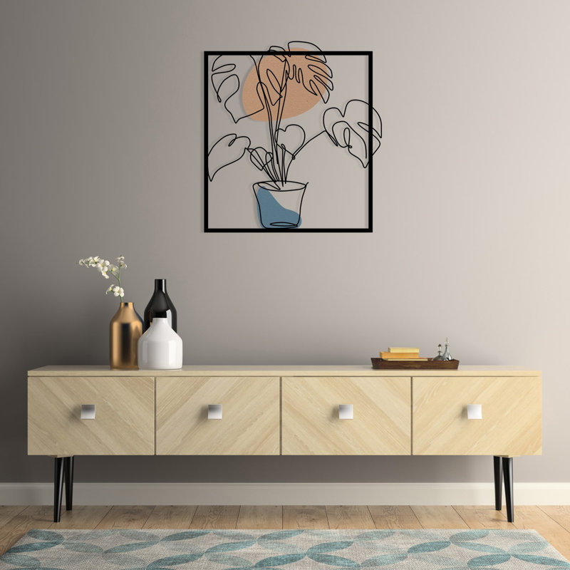 Accessoire mural élégant en métal noir 31,5 x 15,0 po Nykeemah | 100% métal durable, épaisseur: 0,06 pouce | Conception murale facile et légère, poids de 2,2 lb | Parfait pour la décoration intérieure, l'esthétique moderne et une touche unique