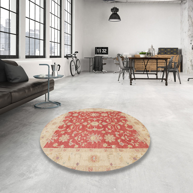 Tapis traditionnel beige / brun, Rond 3 pi