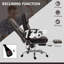 Fauteuil de bureau massant avec 6 points de vibration, fauteuil d'ordinateur inclinable chauffant en cuir PU avec hauteur réglable et repose-pieds, brun