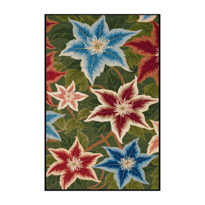 Machine Washable Botanical Brown Area Rug