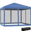 10' X Pop Up Canopy Tent With Netting. Instant Gazebo For Outdoor Sailing. Blue, Height Adjustable, Room 10 Shelter Hunting. Fits People