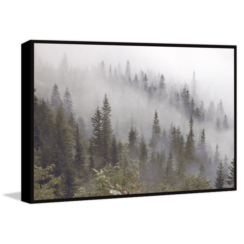Misty Mountain - peinture sur toile, L 18 po x H 12 po x P 1,5 po, Pas de tapis, Toile sur cadre