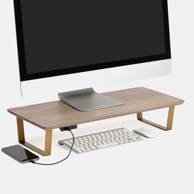 Giannah Wood Monitor Stand With USB Port