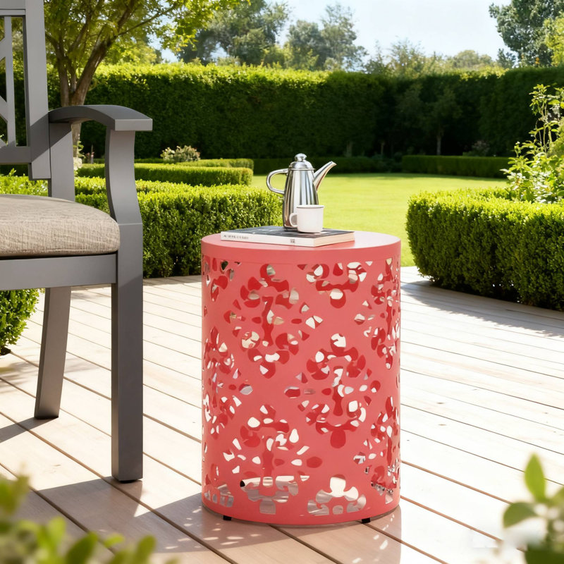 Grande table de bout d'extérieur pour les boissons de patio et les collations décontractées dans la cour, Rose