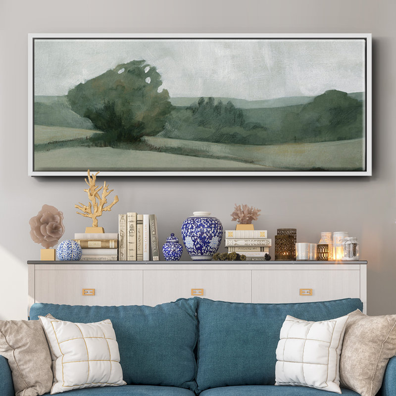 «Soft Green Landscape I», toile encadrée, H 20 po x l 50 po