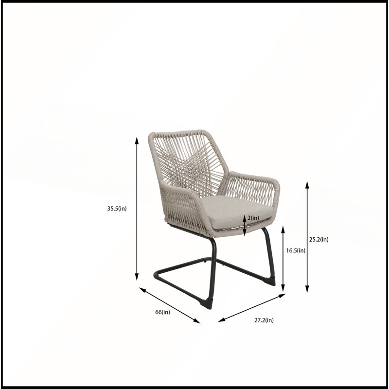 Ensemble de 2 fauteuils d'extérieur en rotin PE gris clair avec support à ressorts pour balcon, jardin et cour