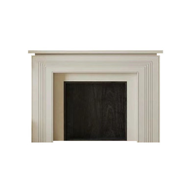 Beige Solid Wood Electric Fireplace