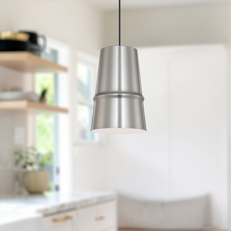 Luminaire suspendu conique à 1 lumière Castor, Nickel brossé