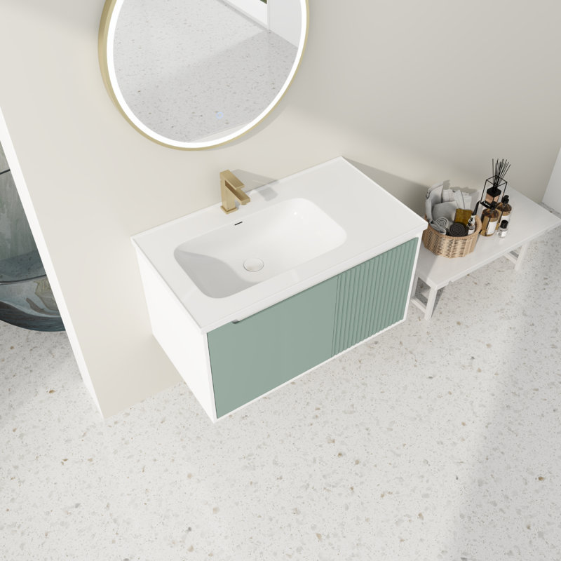 Ensemble de meuble-lavabo simple 19,90 po avec plateau en bois manufacturé Julijona