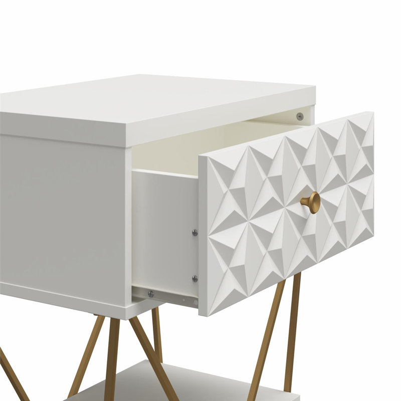 Minarik Floor Shelf End Table, White