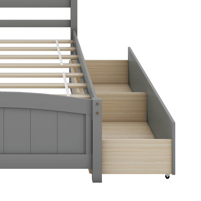 Lit plateforme simple avec tiroirs, Gris