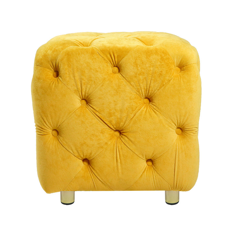 Asharie Velvet Upholstered Bench, Yellow