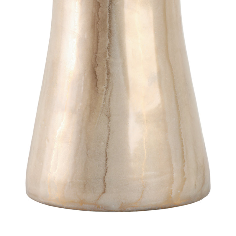 Grand vase en verre Silhouette avec rebord en métal pour décoration de table - Vase de fleurs moderne pour console ou salon - Ivoire et or