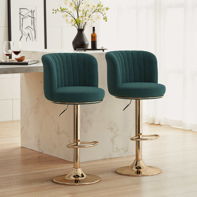 Tabouret de comptoir rembourré à hauteur ajustable, Vert