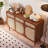 55.12"Retro Rattan Storage Side Cabinet
