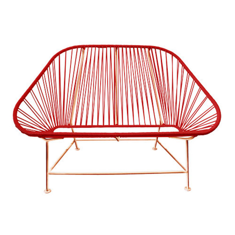 InLove Indoor/Outdoor Handmade Loveseat, Red/Copper