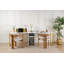 Bureau d'étude blanc moderne avec accents dorés, 94,5 po x 29,1 po x 23,6 po | 100% panneau de particules enduit de mélamine, 0,7 po d'épaisseur | Pieds électrostatiques en métal thermolaqué | Plusieurs tablettes murales pour une organisation optimale-105518160