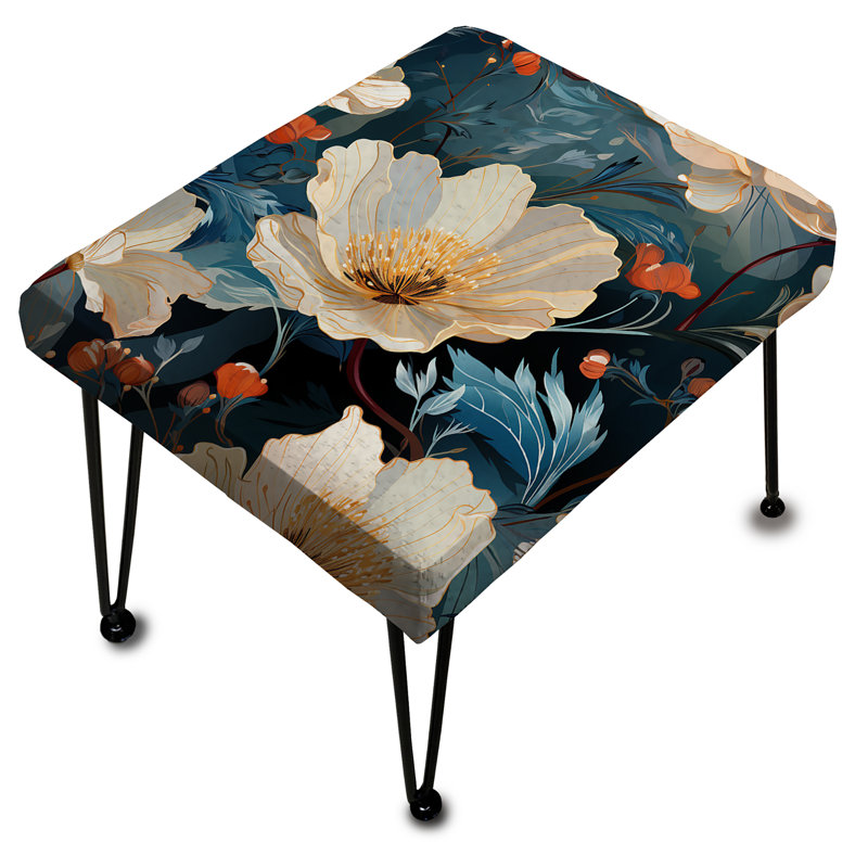 Elegant Blue Floral Pattern - Floral Rectangle Ottoman