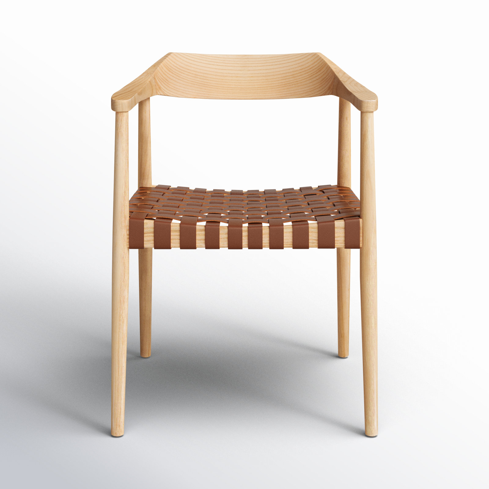 Noreen Accent Chair, Brown Genuine Leather, Natural