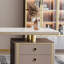 Bureau 62,99 po gris + or fritté rectangulaire + bois manufacturé + acier inoxydable avec bureau à 3 tiroirs-109743991