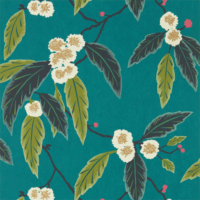 Coppice 10.05m x 68.6cm Wallpaper Roll, Peacock / Azalea / Midnight
