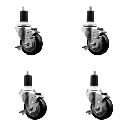 Ensemble de roulettes extensibles en poly pivotant avec frein SCC TLB 3,5 po x 1-1 / 2 po