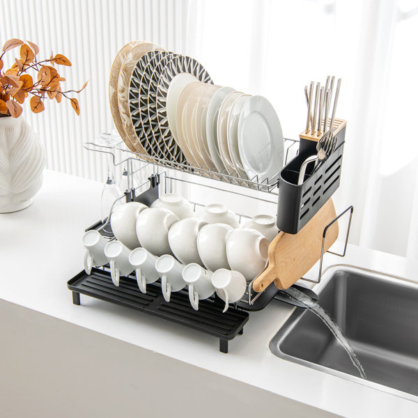 Large Kitchen Dish Rack Stainless Steel Dish Drying Rack Over The Sink with  Handle Cutlery Holder Cutting Board Rack Drip Tray - China Dish Rack and Dish  Drying Rack price