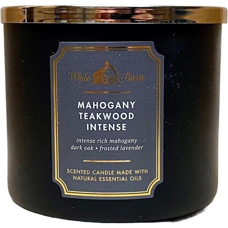 Bougie grange blanche à 3 mèches en bois de teck acajou haute intensité, parfumée