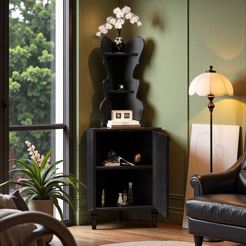Armoire d'angle multifonctionnelle dans le salon, Noir