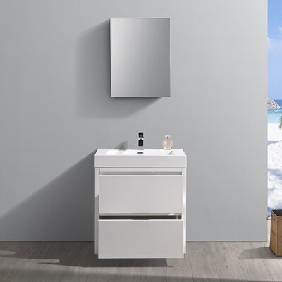 Formosa Fresca 30"" Free-Standing Single Sink Bathroom Vanity Set with Medicine Cabinet -  FVN8430WH