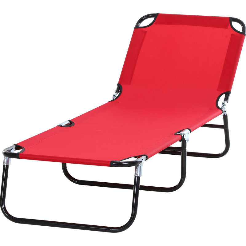 Méridienne Red Beach - 5 inclinable, pliable, structure en acier pour bronzer en plein air