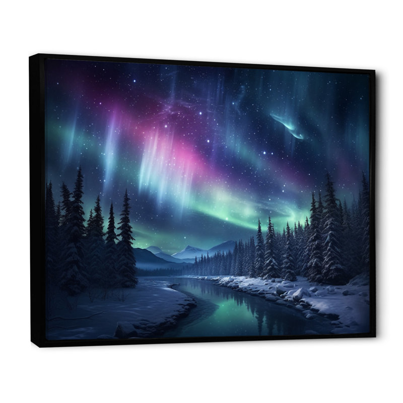 Northern Lights III On Canvas Print, Black Floater Framed, 12" H x 20" W x 1" D