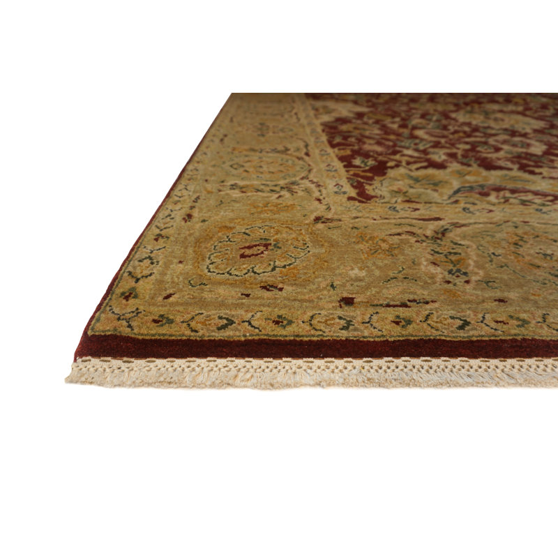 Tapis oriental rouge / or / beige en laine noué à la main Passions, Rectangle 6 pi x 9 pi