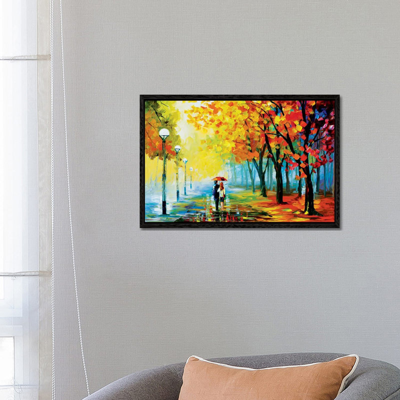 Fall Drizzle by Leonid Afremov - Painting on Canvas, 66.04 cm H x 45.72 cm W, Black Framed Canvas