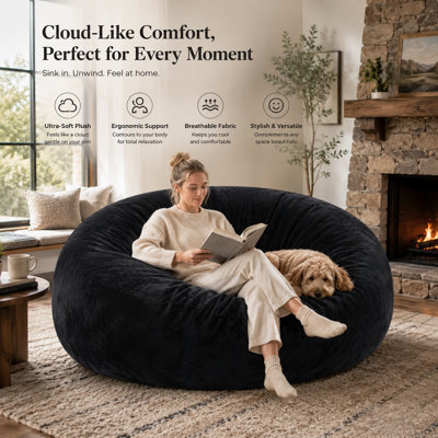4-foot giant foam beanbag chair with padding, perfect for adult reading and relaxation – suitable for living room and bedroom.