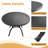 5-Piece 47.24-inch Round Table Cast Aluminum Outdoor Dining Set with Blue Cushions