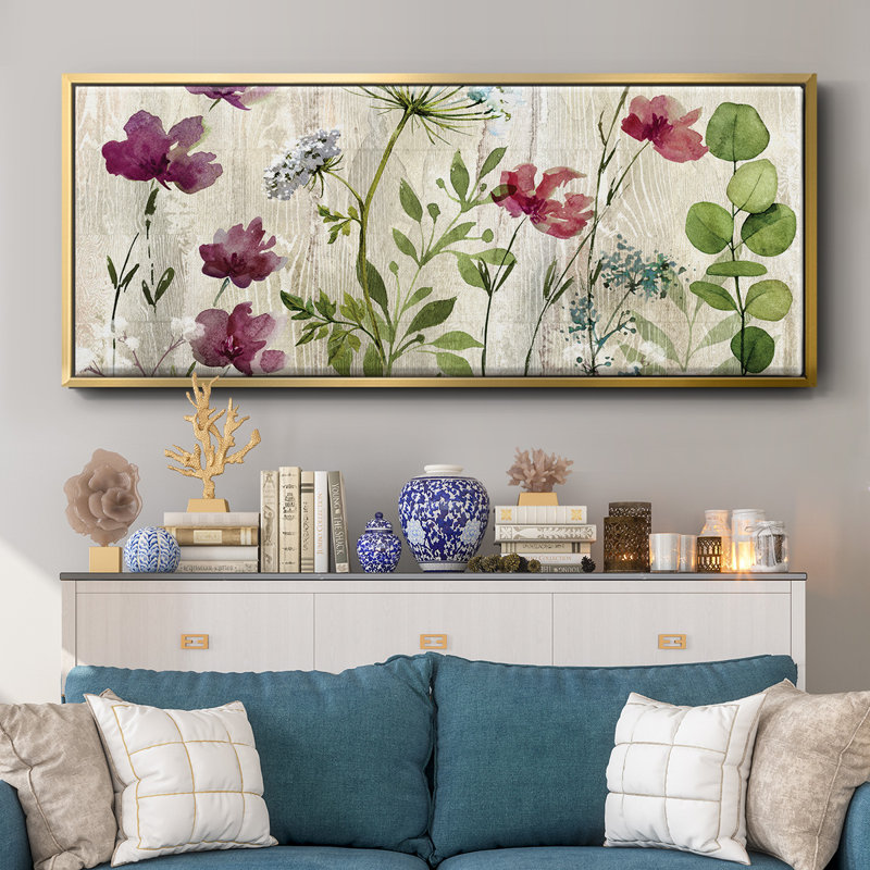 Meadow Flowers I- Framed Canvas, 24" H x 60" W