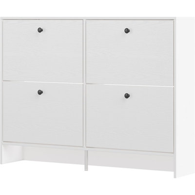Slim 9.4" Shoe Cabinet with 4 Flip Drawers, Narrow Entryway Storage Organizer, Hidden Wood Rack for Small Hallways