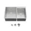 Évier de cuisine à double cuve en acier inoxydable 33 po x 22 po, lavabo encastré avec drains modernes, crépines-133439276