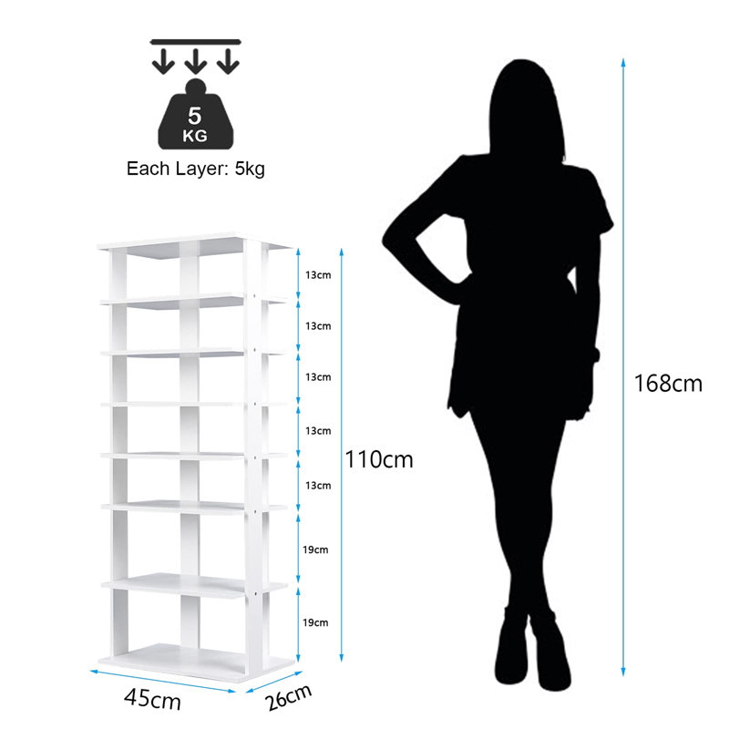 14 Pair Shoe Rack, White
