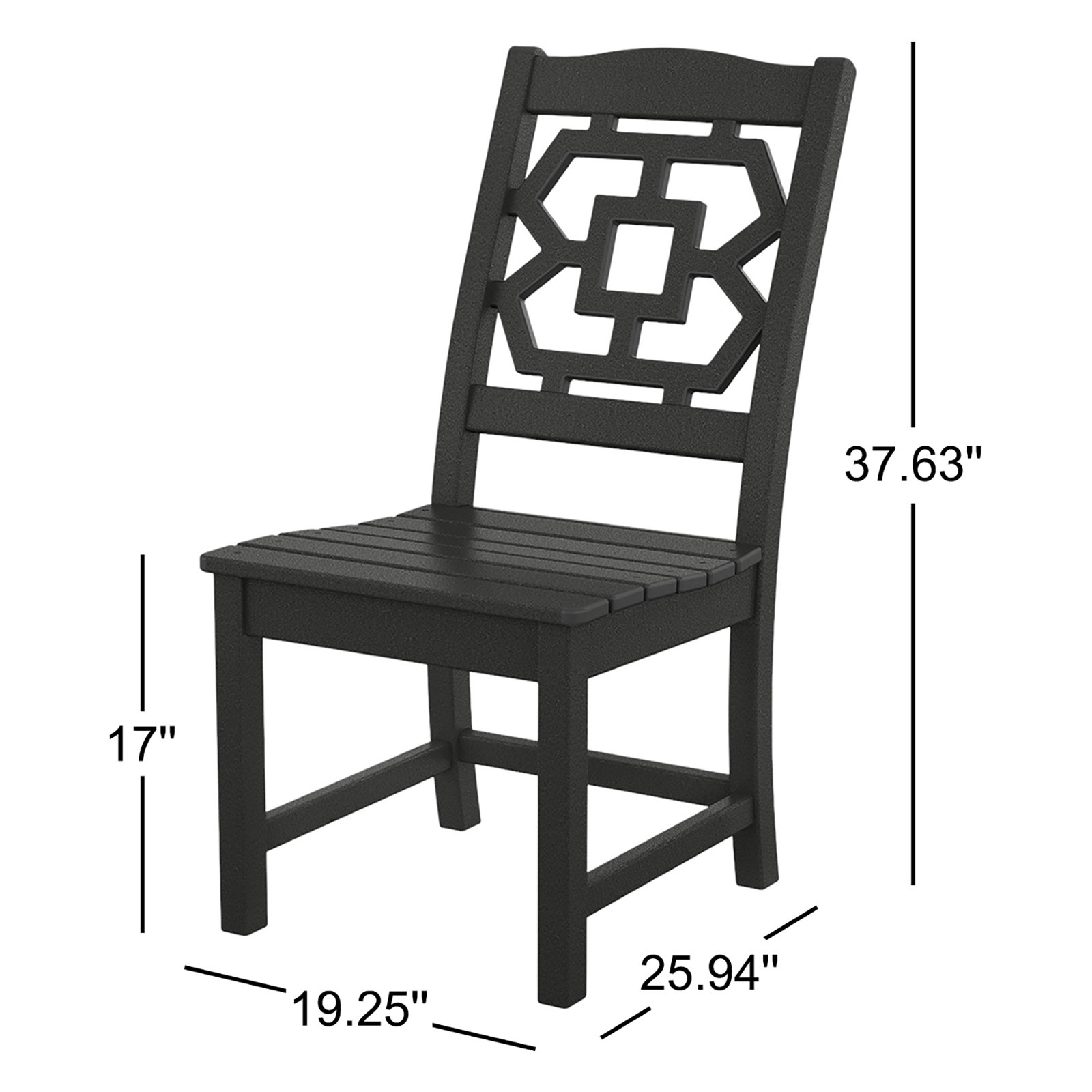 POLYWOOD® Chinoiserie Patio Side Chair, Black