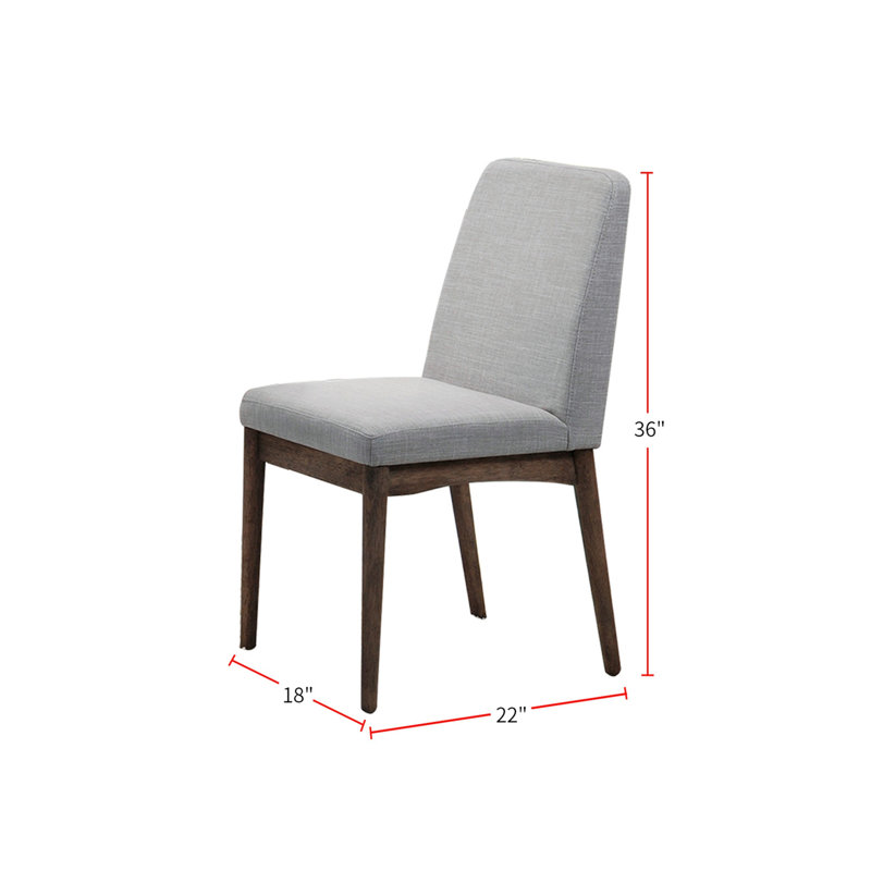 Chaise de salle à manger rembourrée en tissu gris, brun (ensemble de 2)