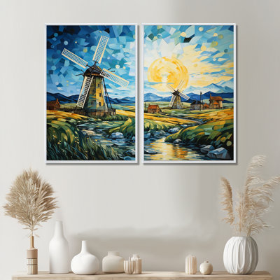 «Blue Calm Windmill Meadows», art mural industriel