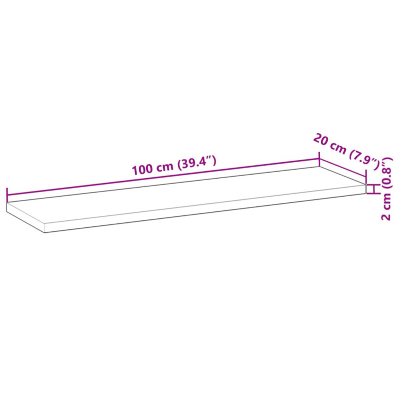Floating Shelf, 2cm H x 100cm W x 20cm D