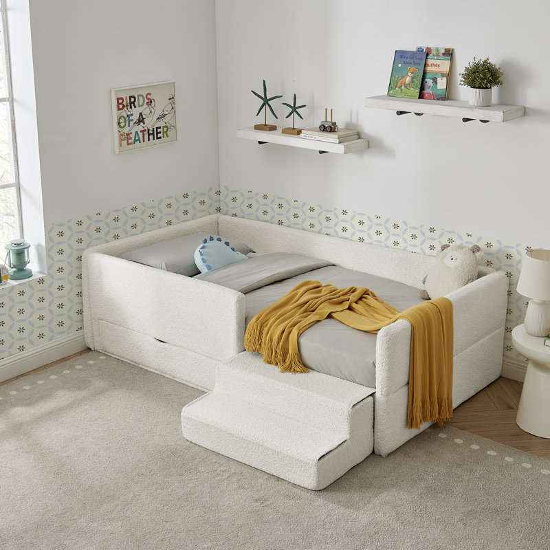 Lits multifonctionnels pour enfants, tissu Boucle avec garde-corps et rangement