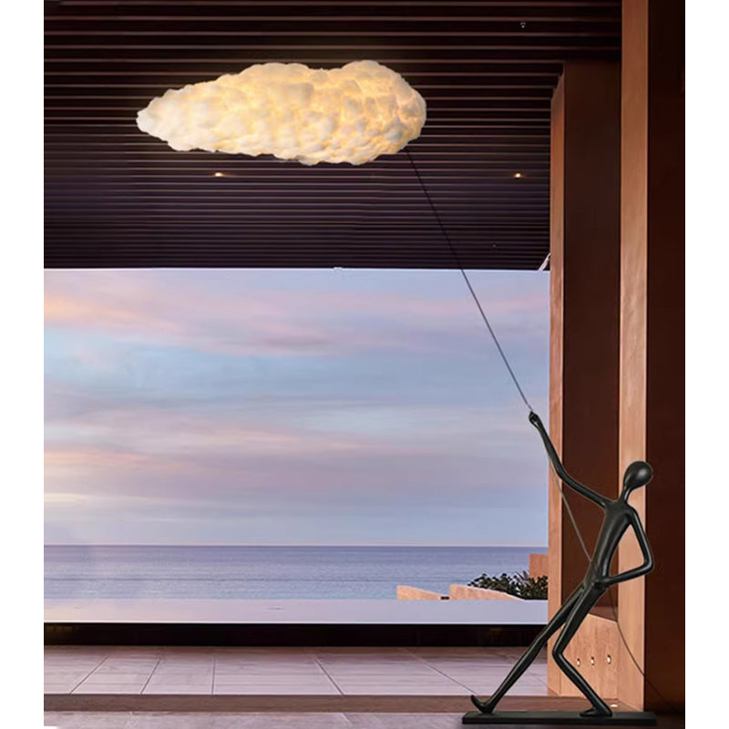 Sculpture abstraite avec lumière flottante