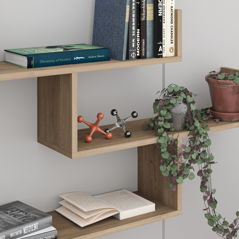 Summer-Louise 3 Piece Floating Shelf Wall Mounted Bookcase, Natural